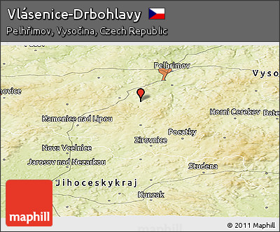 Physical Panoramic Map of Vlásenice-Drbohlavy