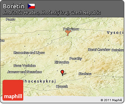 Physical Panoramic Map of Bořetín