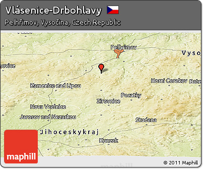 Physical Panoramic Map of Vlásenice-Drbohlavy