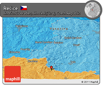 Political Panoramic Map of Řečice