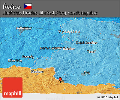 Political Panoramic Map of Řečice