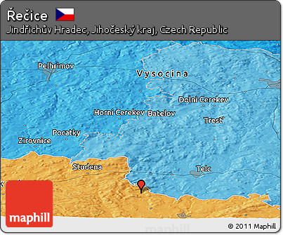 Political Panoramic Map of Řečice