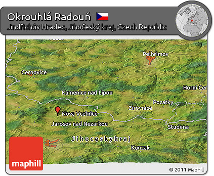 Satellite Panoramic Map of Okrouhlá Radouň