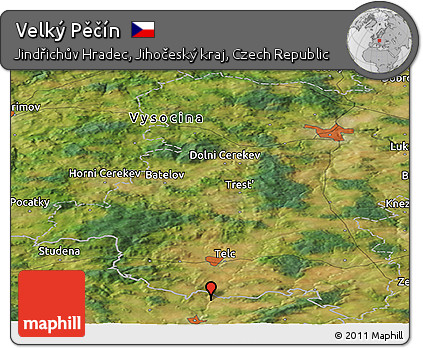 Satellite Panoramic Map of Velký Pěčín