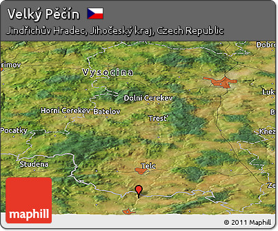 Satellite Panoramic Map of Velký Pěčín