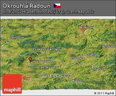 Satellite Panoramic Map of Okrouhlá Radouň