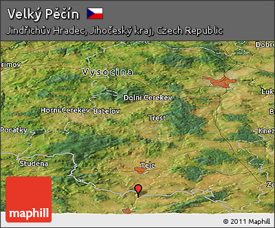 Satellite Panoramic Map of Velký Pěčín