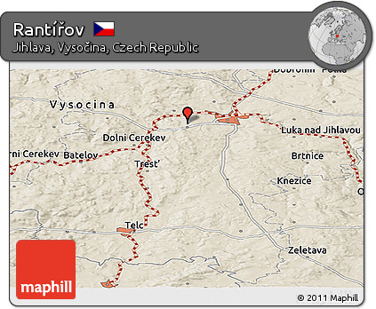 Shaded Relief Panoramic Map of Rantířov