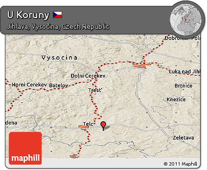 Shaded Relief Panoramic Map of U Koruny
