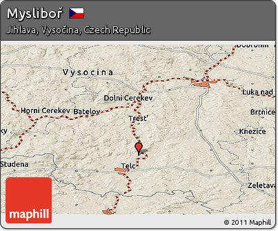 Shaded Relief Panoramic Map of Mysliboř