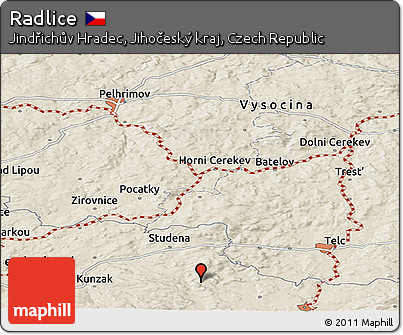 Shaded Relief Panoramic Map of Radlice