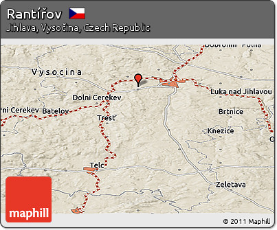 Shaded Relief Panoramic Map of Rantířov