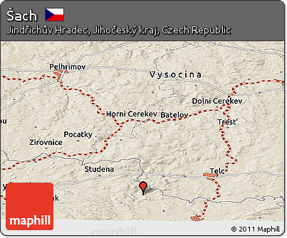 Shaded Relief Panoramic Map of Šach