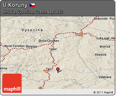 Shaded Relief Panoramic Map of U Koruny