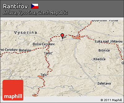 Shaded Relief Panoramic Map of Rantířov
