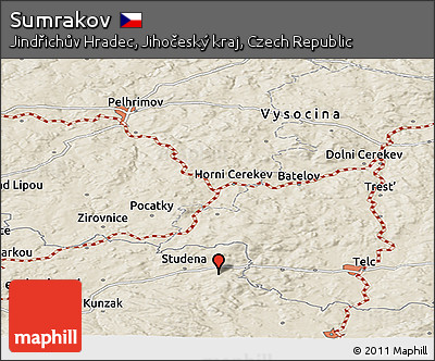 Shaded Relief Panoramic Map of Sumrakov