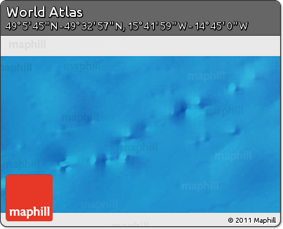 Shaded Relief 3D Map of the Area around 49° 19' 21" N, 15° 13' 29" W