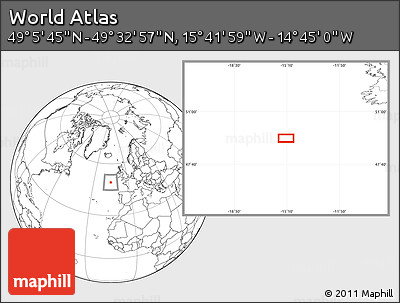 Blank Location Map of the Area around 49° 19' 21" N, 15° 13' 29" W