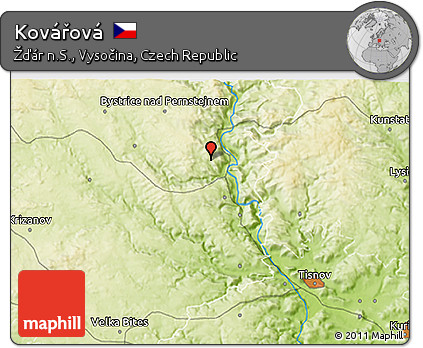Physical 3D Map of Kovářová