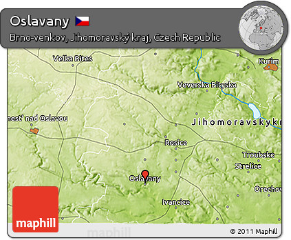 Physical 3D Map of Oslavany