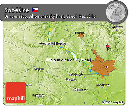 Physical 3D Map of Soběšice