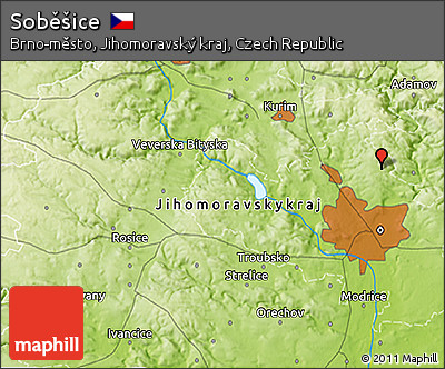 Physical 3D Map of Soběšice