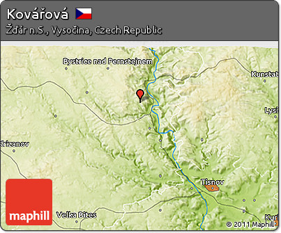 Physical 3D Map of Kovářová