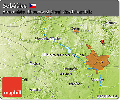 Physical 3D Map of Soběšice
