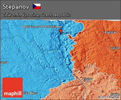 Political 3D Map of Štěpánov