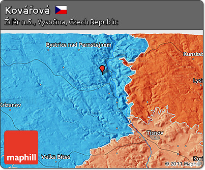 Political 3D Map of Kovářová