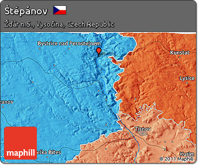 Political 3D Map of Štěpánov