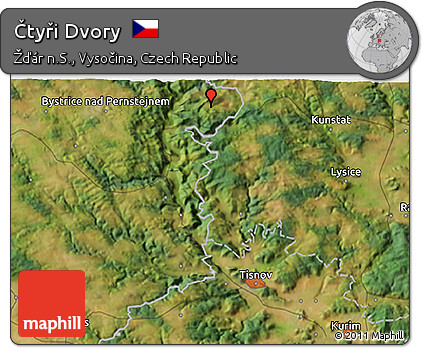Satellite 3D Map of Čtyři Dvory