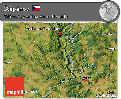 Satellite 3D Map of Štěpánov