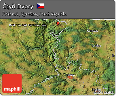 Satellite 3D Map of Čtyři Dvory