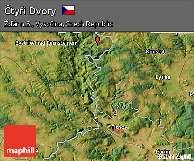 Satellite 3D Map of Čtyři Dvory