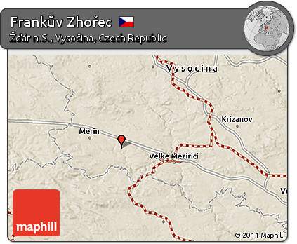 Shaded Relief 3D Map of Frankŭv Zhořec