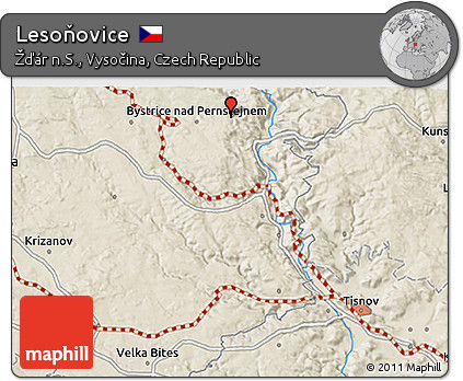 Shaded Relief 3D Map of Lesoňovice