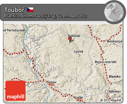 Shaded Relief 3D Map of Touboř