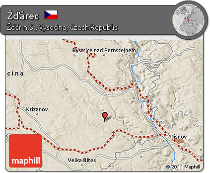 Shaded Relief 3D Map of Žďárec