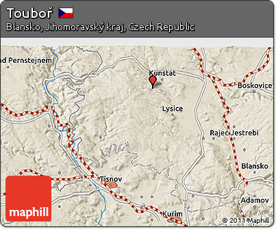Shaded Relief 3D Map of Touboř