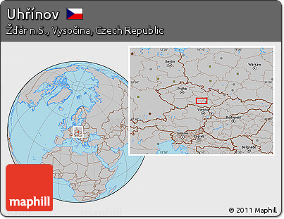 Gray Location Map of Uhřínov