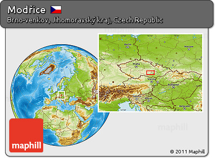 Physical Location Map of Modřice