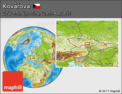 Physical Location Map of Kovářová