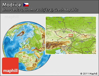 Physical Location Map of Modřice