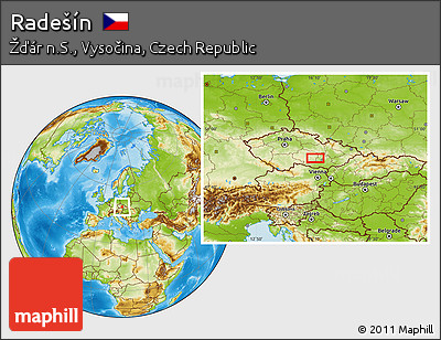 Physical Location Map of Radešín
