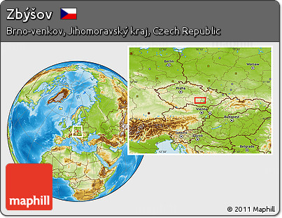Physical Location Map of Zbýšov