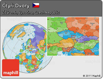 Political Location Map of Čtyři Dvory