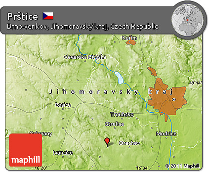 Physical Map of Prštice
