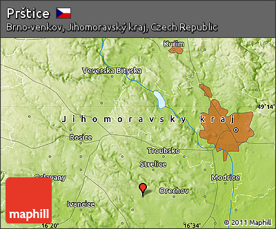 Physical Map of Prštice