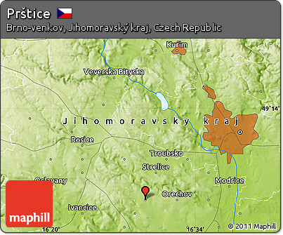 Physical Map of Prštice